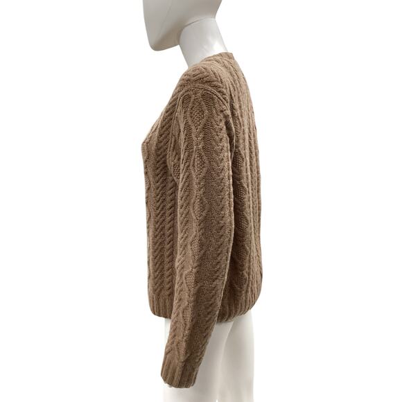 Vintage Polo By Ralph Lauren Sweater Unisex SZ M 100% Cashmere Hand Knit Brown - Picture 3 of 5